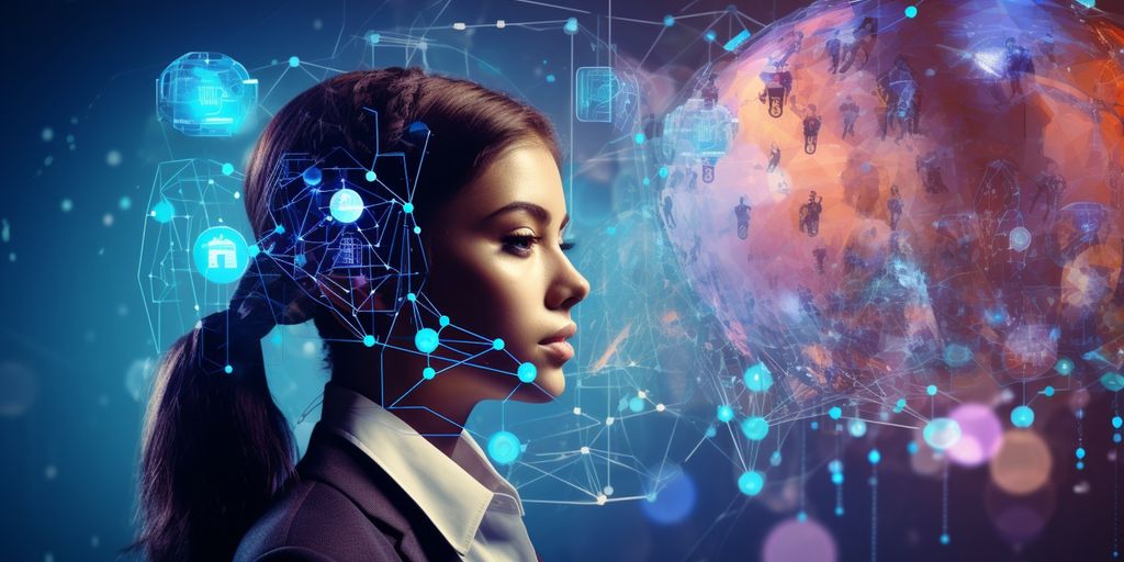 AI technology futuristic concept with visual media illustrations